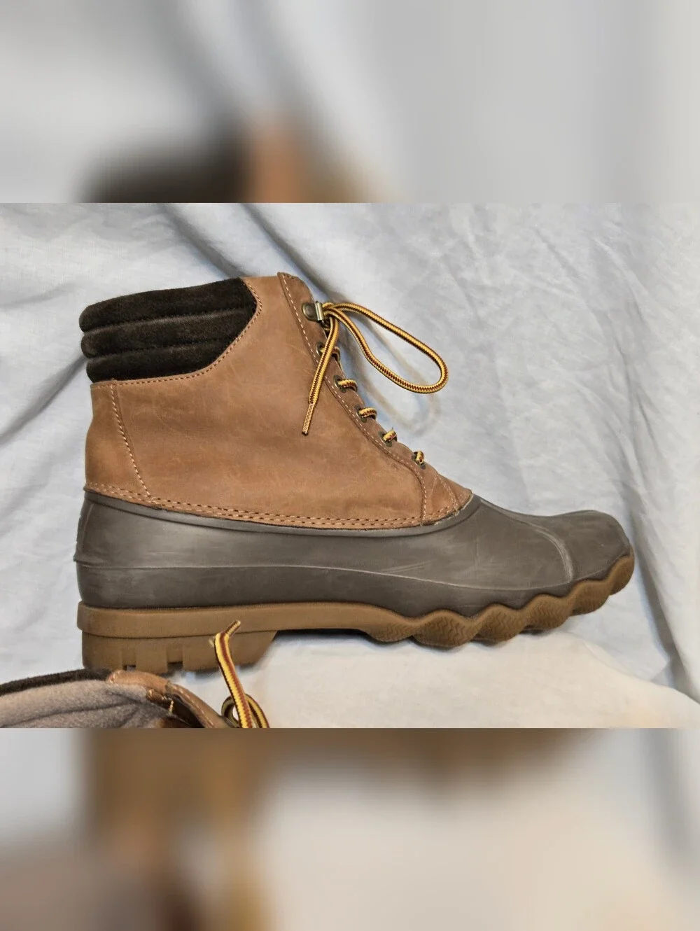 Sperry Avenue Mens Brown Leather Duck Boots Rain Shoes US Sz 10 M WATERPROOF